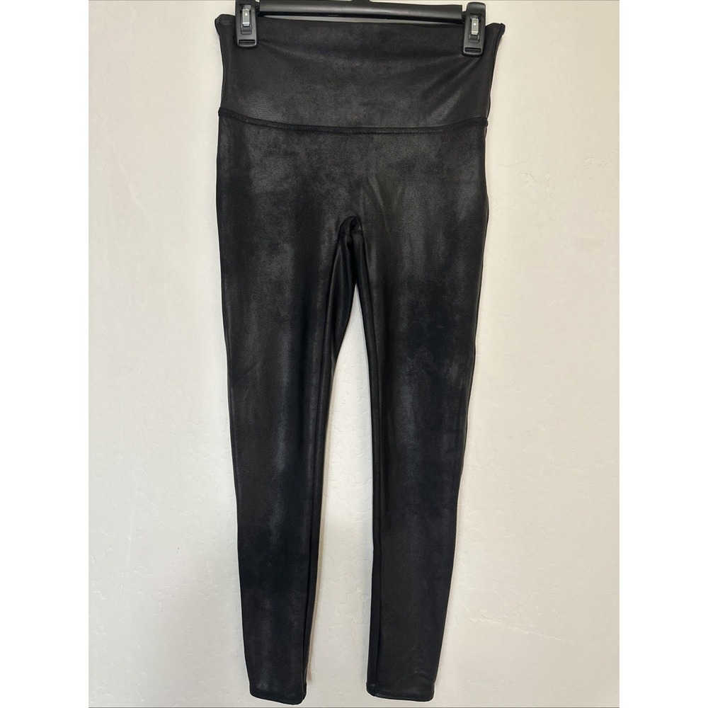 Spanx Womens Size‎ M Black Faux Leather Leggings rn# 112121